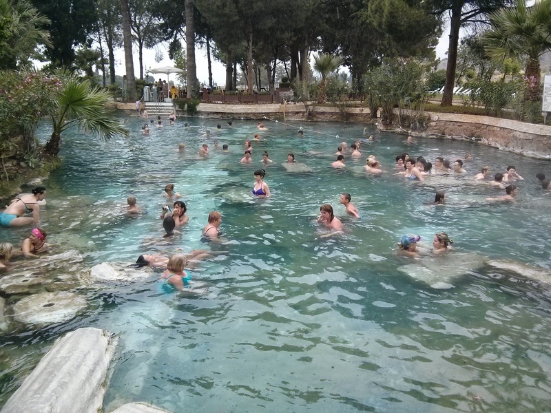 swimming, outdoors, trip, columns, men, leisure activity, aphrodisias, swimming pool, large group of people, day, turkey, women, plant, real people, water