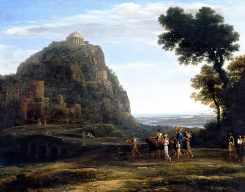 painting, Claude Lorrain, classic art, View of Delphi with a Procession, 4K, ancient greece