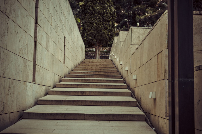 building exterior, steps, footpath, nature, 1080P, plant, staircase, architecture, direction, outdoors, the way forward, tree, delfi, day, greece, diminishing perspective
