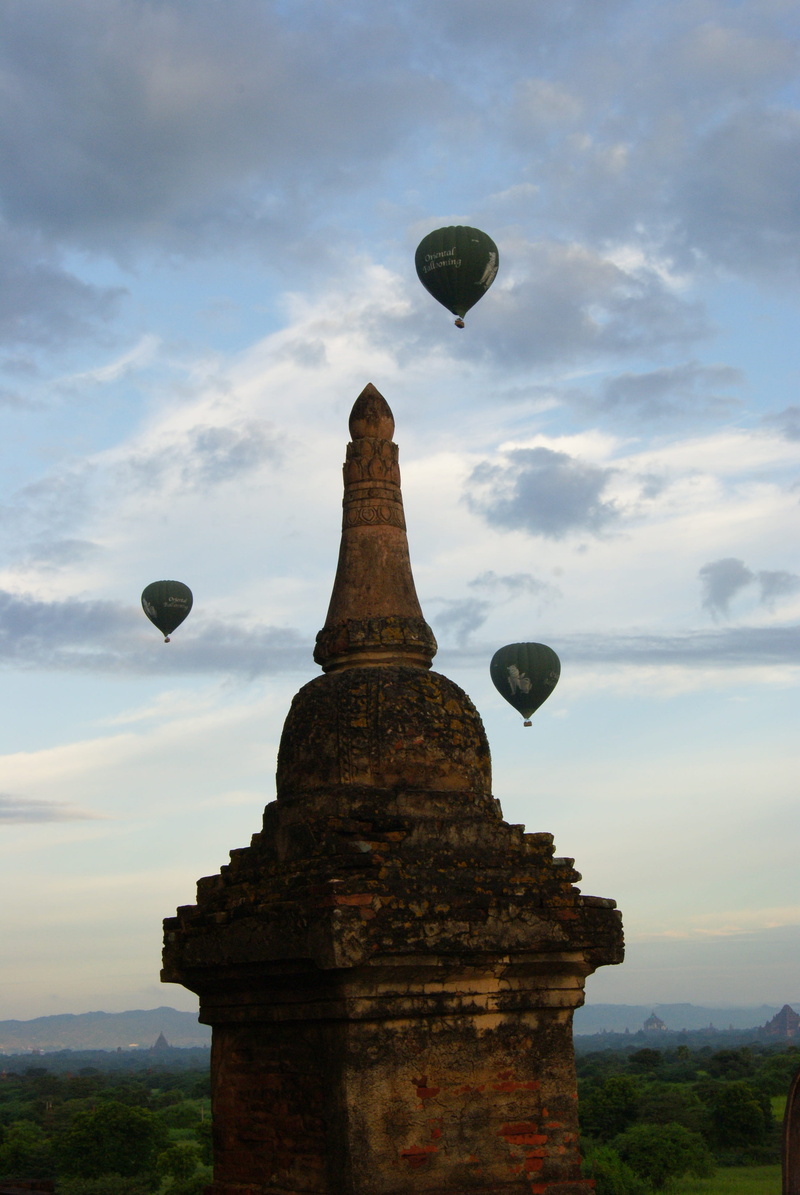 bagan, hot air balloon, the past, Asia, low angle view, burma, ancient, sunset, destination, old ruin, ancient civilization, famous, sunrise, morning, southeast