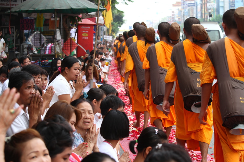 more than, dhammakaya pagoda, monks, women, temple, day, gold, lifestyles, thai, robes, million, buddhists, spirituality, wat, walk, mixed age range, budhas
