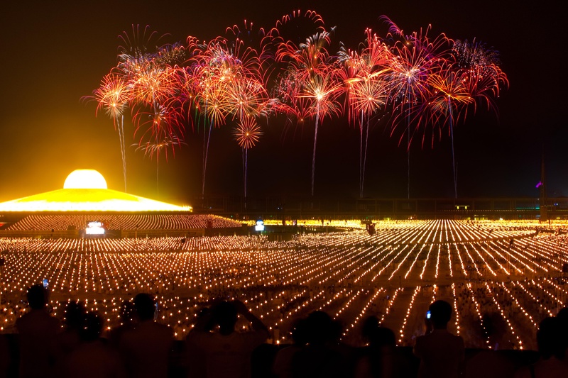 sphere, million, event, sky, buddha, group of people, firework, wat, buddhists, more than, large group of people, exploding, motion, illuminated, dhammakaya pagoda