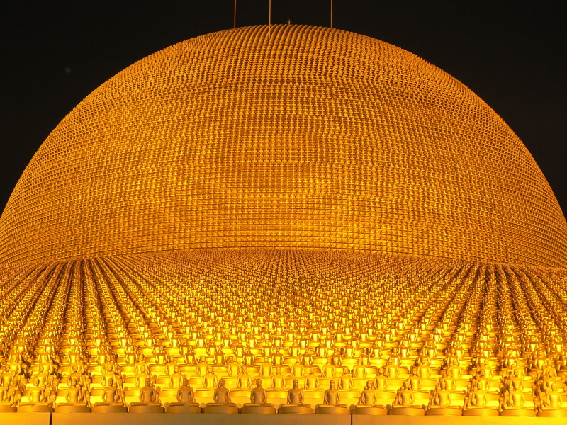 statues, buddhism, million, ornate, gold, no people, 2K, phra dhammakaya, buddhists, dome, night, art and craft, religion, close-up, arts culture and entertainment