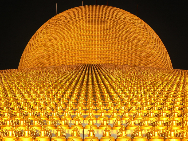 illuminated, pattern, building, phra dhammakaya, industry, temple, place of worship, travel destinations, no people, religion, budhas, more than, outdoors