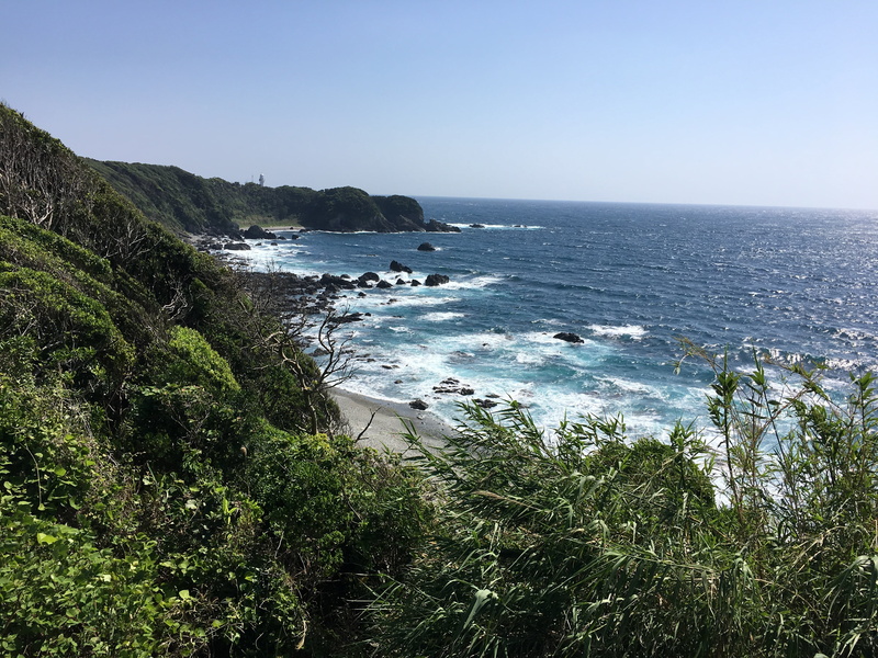 sea, senjojiki, clear sky, japan, tranquility, shirahama, rocky coastline, sky, horizon, beauty in nature, sport, tranquil scene, cliff, coast, plant, no people