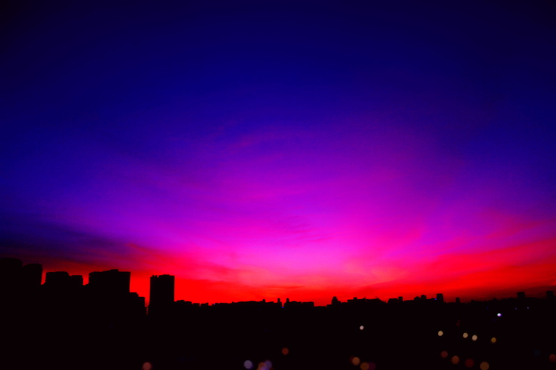 built structure, shade, evening, red, urban skyline, building, scenic, art, buildings, sky, beauty in nature, silhouette, illuminated, night, purple, dusk