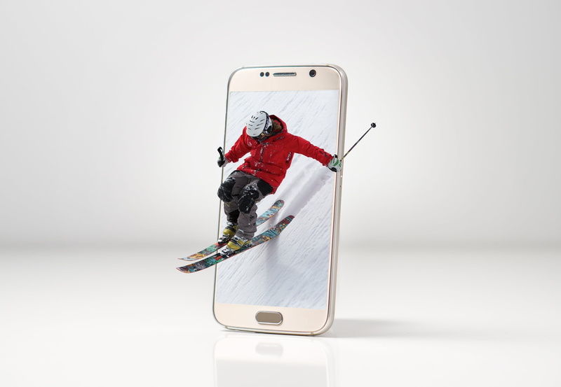 connection, portable information device, smart phone, gray background, representation, stunt, photoshop, childhood, full length, outdoor, close-up, snow