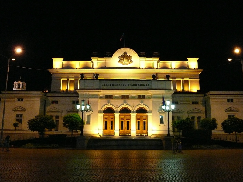 no people, sofia, luxury, building exterior, illuminated, lighting equipment, the past, bulgaria, 2K, street light, street, facade, night, arch, national assembly