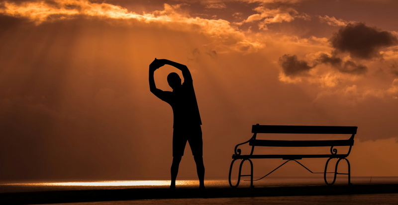 sport, physical, back lit, white background, full length, men, running, sky, orange color, sunlight, hour, outdoors, adult, unrecognizable person, yoga