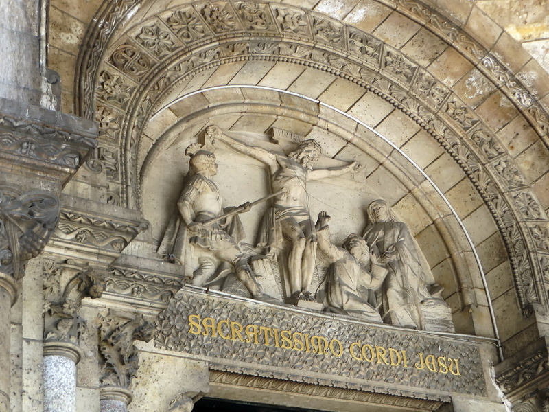 monument, crucifixion, montmartre, eardrum, male likeness, building exterior, architectural column, basilica, cathedral, paris, europe, representation