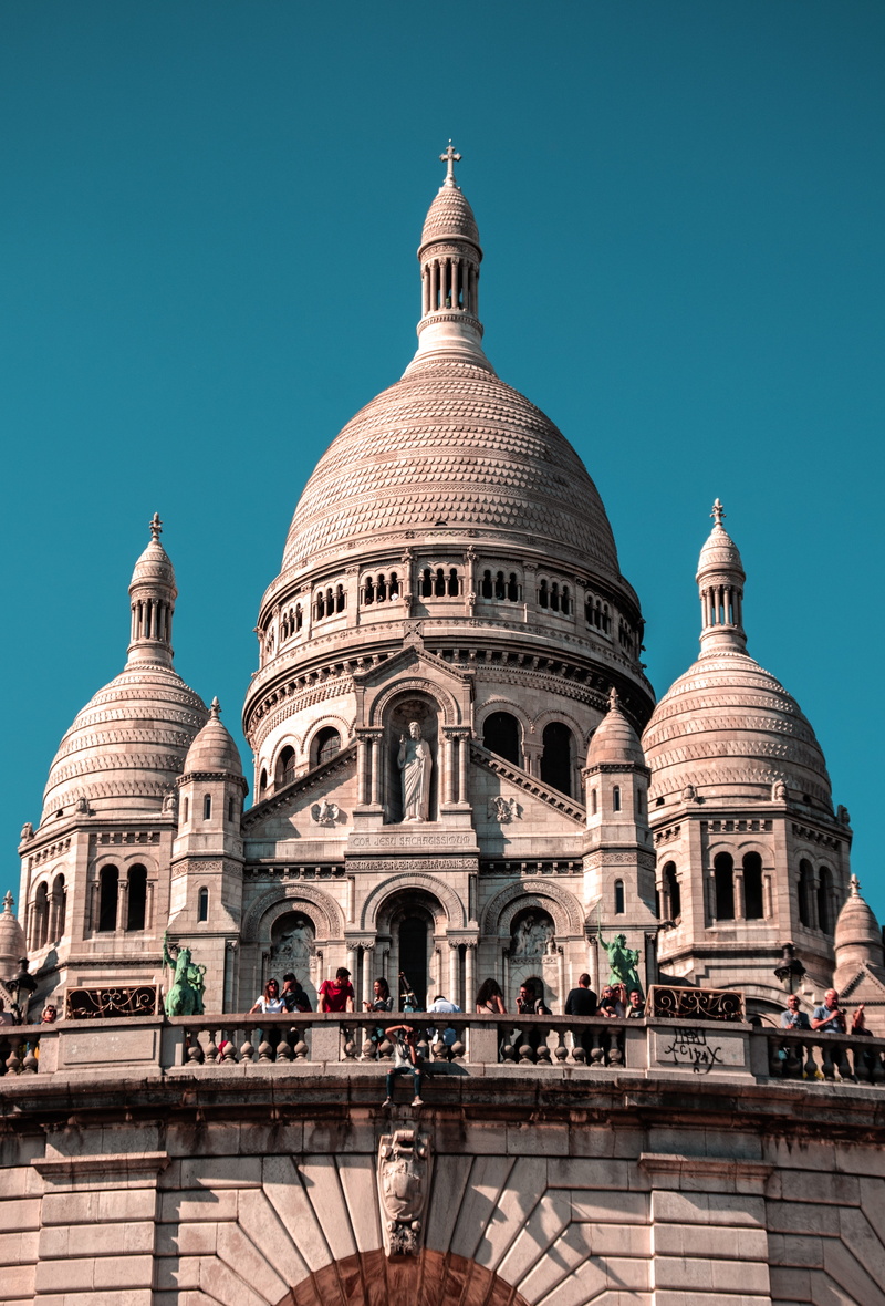 building exterior, history, tourism, sacred heart, europe, street, montmartre, cathedral, outdoors, nature, romantic, paris, france, spirituality, place of worship
