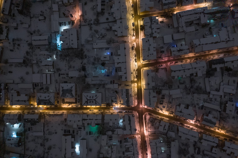 cityscape, tartu, building, drone, top down, top-down, building exterior, light, construction site, industry, night, street, estonia, metropolis, streets