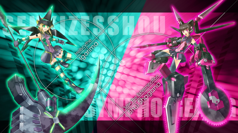 Anime, Shirabe Tsukuyomi, Kirika Akatsuki, Senki Zesshou Symphogear, 4K