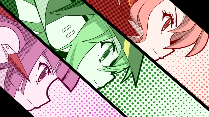 anime girls, Akatsuki Kirika, Tsukuyomi Shirabe, Maria Cadenzavna Eve, 1080P, anime, collage, vector art, Senki Zesshou Symphogear