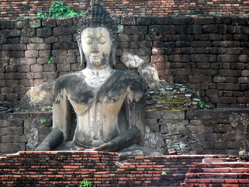 Buddha, Ayutthaya, belief, statue, ruined, male likeness, spirituality, no people, sanctuary, the past, old temple, front view, wall, architecture, creativity