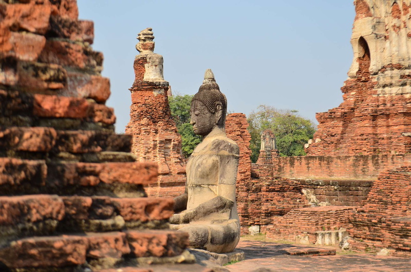 buddha, built structure, ancient civilization, ruined, creativity, ayutthaya, bricks, deterioration, 1080P, the past, belief, human representation, history