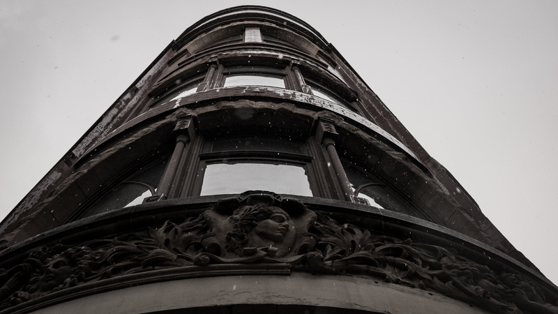 low angle view, nature, low angle shot, creativity, belief, architecture, 4K, no people, male likeness, sculpture, black-and-white, building, windows