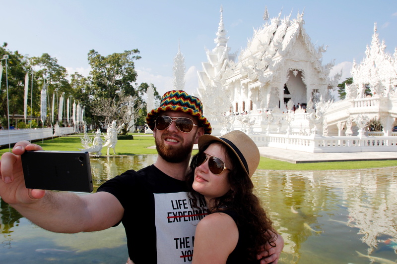 photography themes, portrait, temple, real people, selfie, wat rong khun, day, wat, camera, great, pair, leisure activity, chapel, structure, outdoors