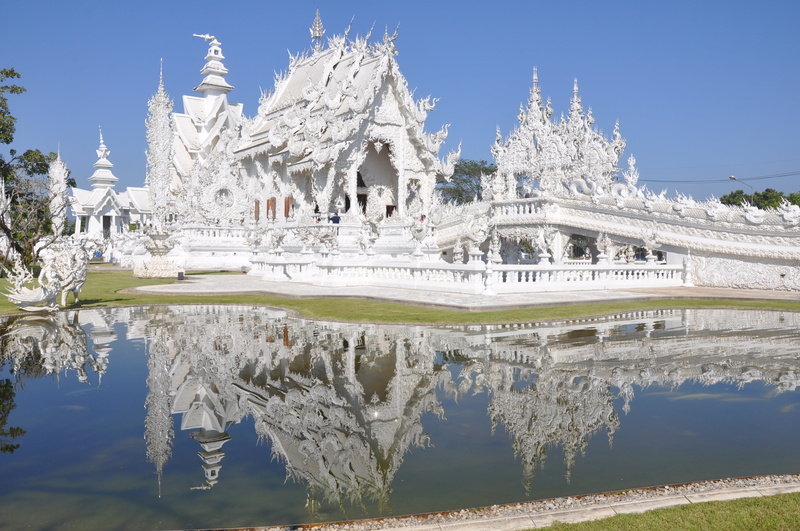 tree, outdoors, chiang rai province, plant, near, daytime, body, tourism, travel, nature, travel destinations, waterfront, the white temple, religion, ornate