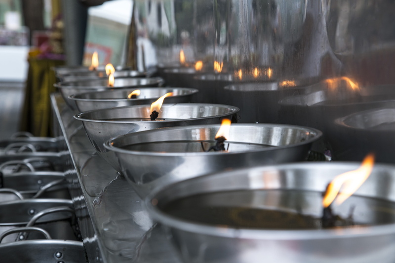 oil, fire - natural phenomenon, restaurant, no people, candles, thailand, candle, kitchen, steel, silver colored, temple, preparation, appliance, lamp