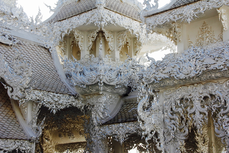 low angle view, chapel, built structure, thailand, belief, ornate, great, day, outdoors, building, wat, chiang rai, temple, 5K, buddhism, ceiling, white temple