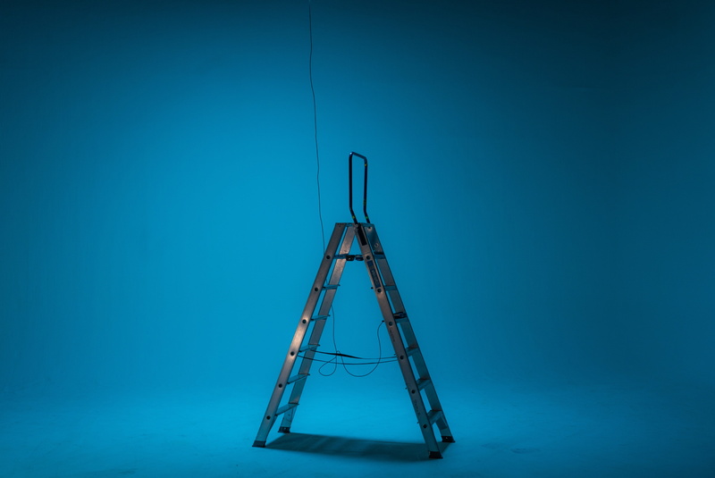 equipment, triangle, construction industry, wall - building feature, studio shot, play area, blue, copy space, furniture, industry, chair, built structure