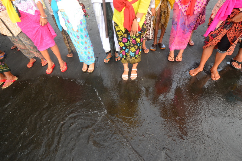 women, ceremony, adult, wet, culture, lifestyles, low section, religion, human body part, water, 4K, human limb, group of people, people, group, indonesia