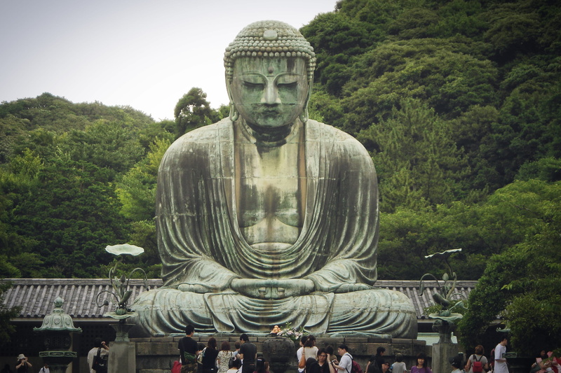 built structure, daibutsu, nature, representation, buddha, day, religion, creativity, plant, human representation, statue, kamakura, architecture, 2K