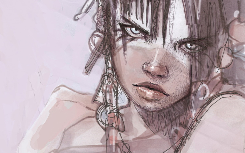 earrings, 720P, hd, human, artistic, dangling, illustration, girl