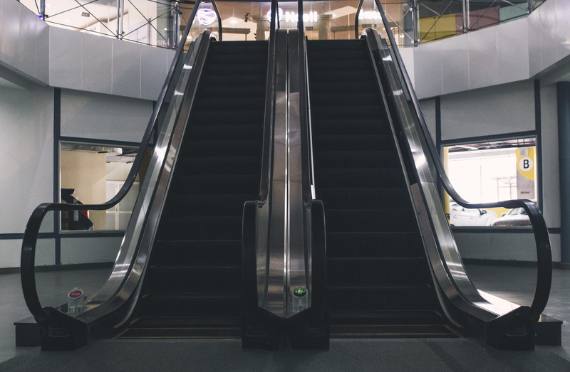 convenience, no people, absence, mall, labim mall, futuristic, symmetrical, built structure, staircase, architecture, indoors, public transportation, steps and staircases