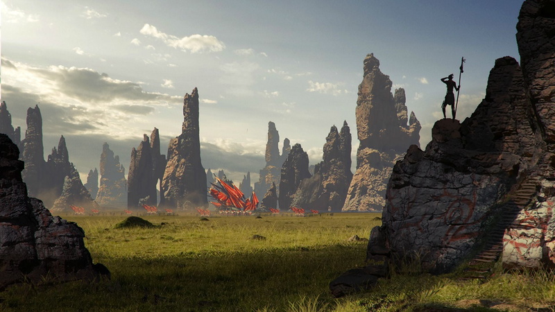 inquisition, rock, landscape, 1080P, outdoors, rock formation, environment, non-urban scene, land, concept art, grass, cloud - sky, sky, person, scenics - nature