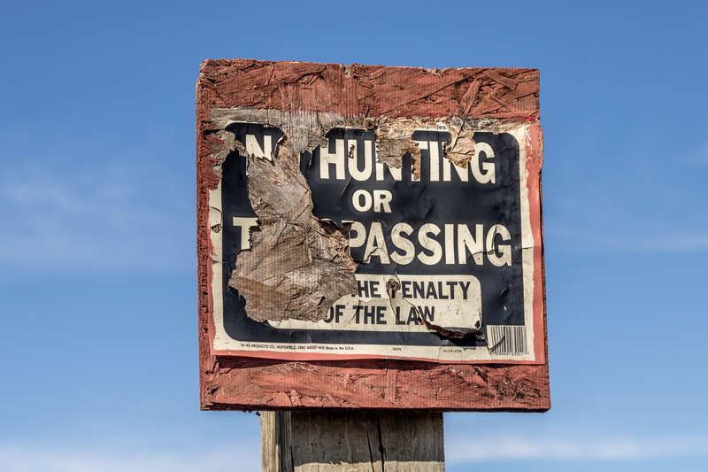 script, communication, sky, text, 5K, western script, sign, wood - material, no hunting sign, close-up, trespassing, guidance, architecture, outdoors
