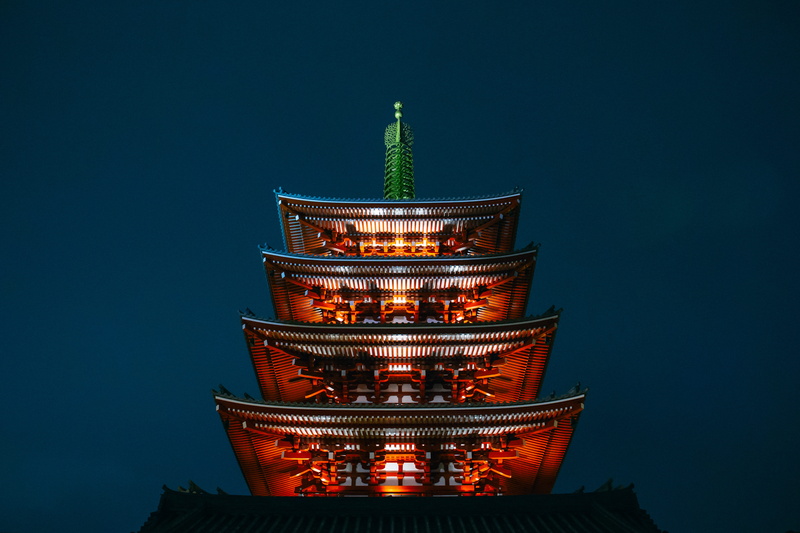 traditional, asia, low angle view, angle, photography, zen, low, photo, buddha, red, japan, place of worship, building exterior, night, religion, sensoji temple