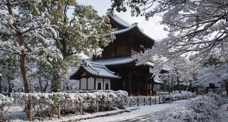 Snow, Temples, Winter, Kennin-Ji Temple, Kyoto, Temple, 1080P, Japan