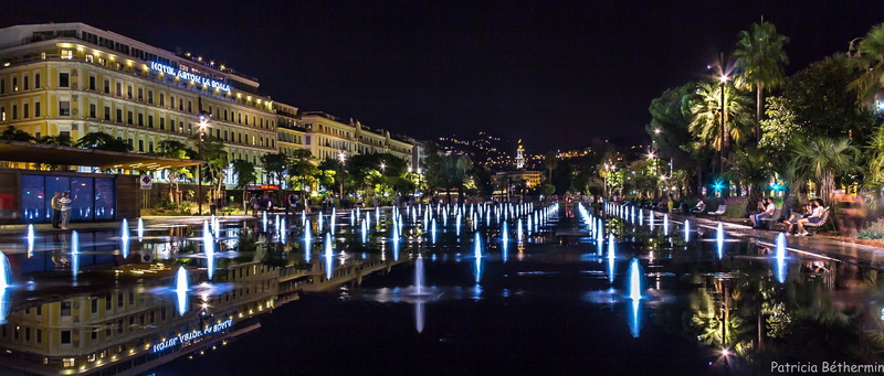 reflecting pool, building, illuminated, no people, transportation, built structure, outdoors, city, canal, France, architecture, night, building exterior