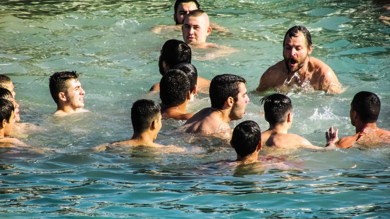 motion, swimming pool, fun, day, adult, leisure activity, ceremony, enjoyment, people, women, group of people, water, pool, lifestyles, swimming, men, orthodox
