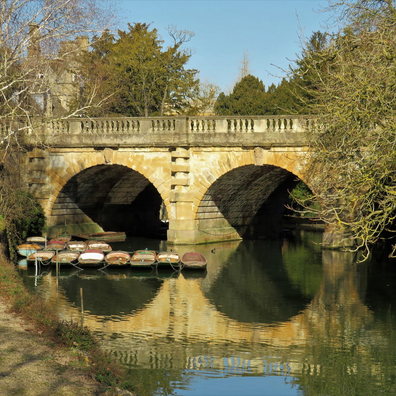 building exterior, outdoors, 2K, transportation, connection, reflection, architecture, arch, oxford, university, day, no people, water, magdalen, bridge - man made structure