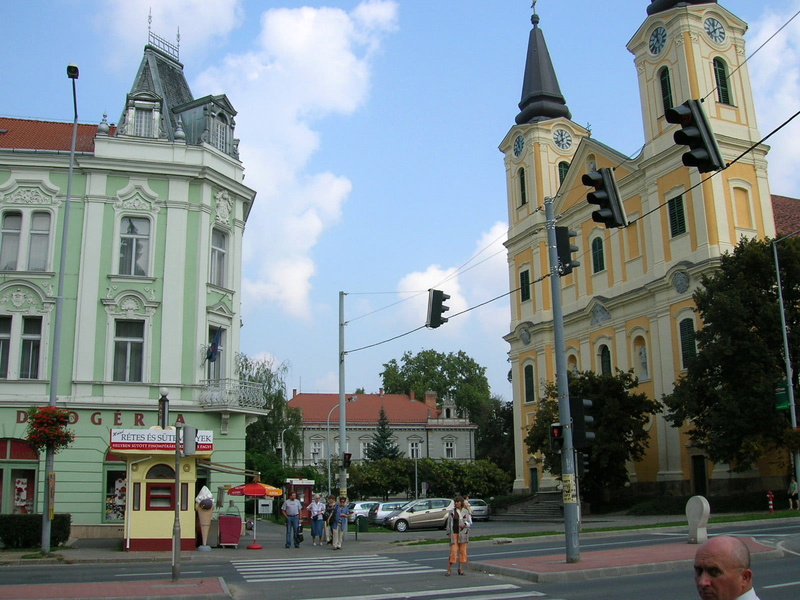 no people, street, building Exterior, famous Place, mary, Zalaegerszeg, built Structure, tower, sky, cloud - sky, belief, mary magdalene, Church of Mary Magdalene