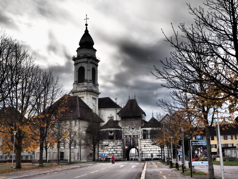 nature, solothurn, church buildings, built structure, st ursen cathedral, street, cathedral, roman catholic diocese of basel, change, spire, sky, switzerland