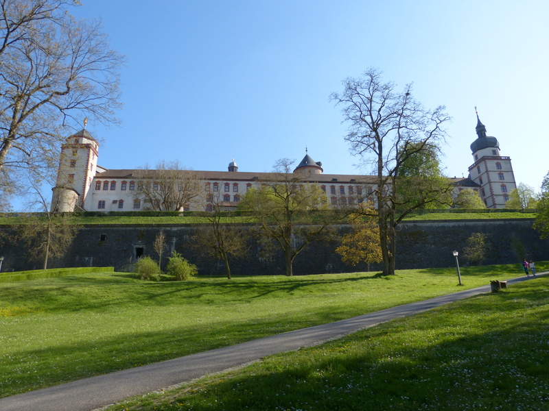 sky, lawn, built structure, tree, green color, landmark, day, würzburg, grass, no people, building exterior, fortress, bavaria, 4K, germany, park, plant