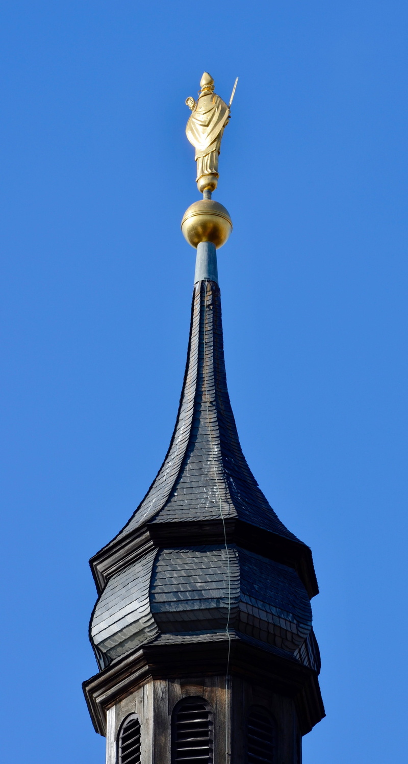 representation, day, low angle view, the past, blue, 4K, built structure, steeple, history, architectural column, marienberg, building exterior, clear sky