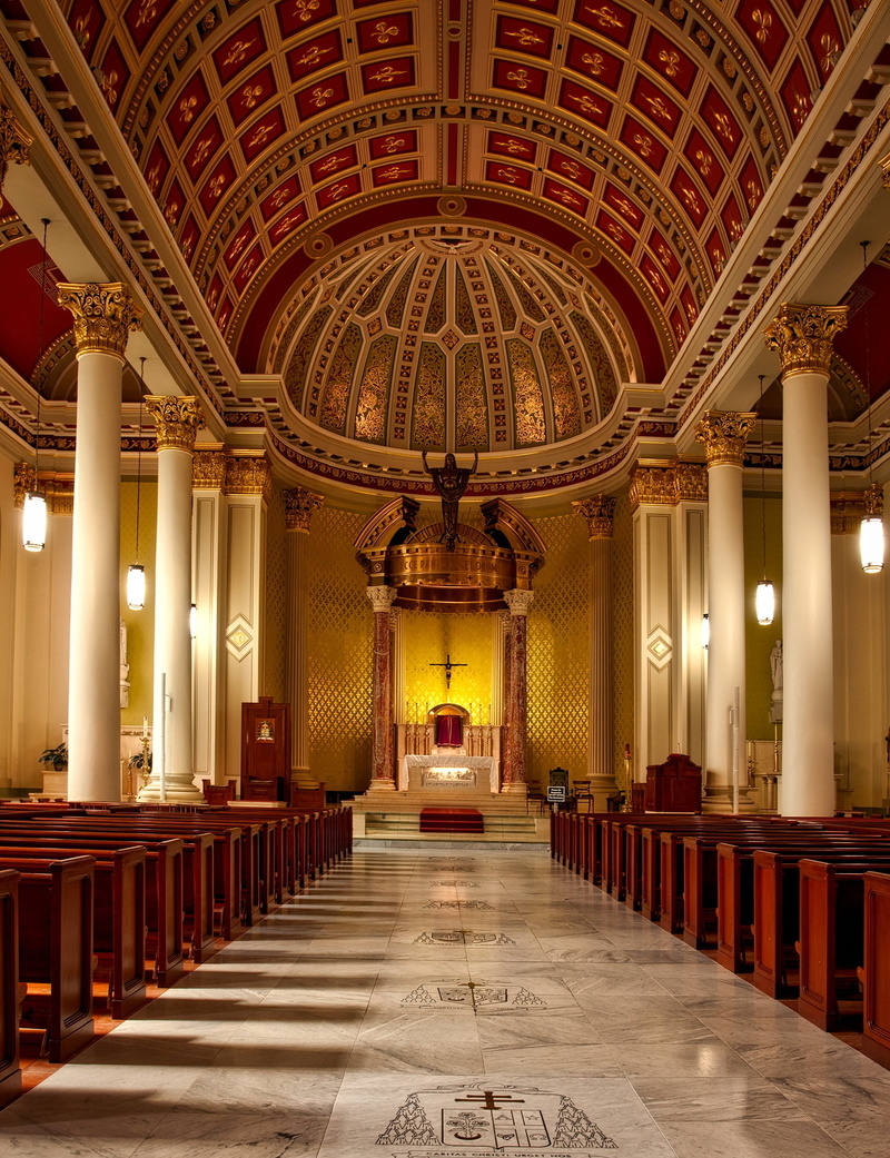 no people, built structure, lights, seat, interior, luxury, classical style, history, catholic, corridor, ceiling, inside, prayer, ornate, hdr, faith, architectural feature