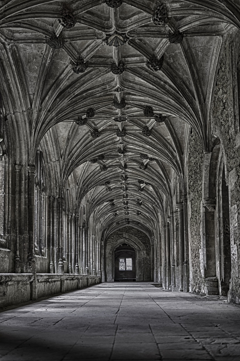 cloisters, arch, architecture, indoors, the past, gothic, day, religion, built structure, history, direction, goth like, ceiling, the way forward, colonnade
