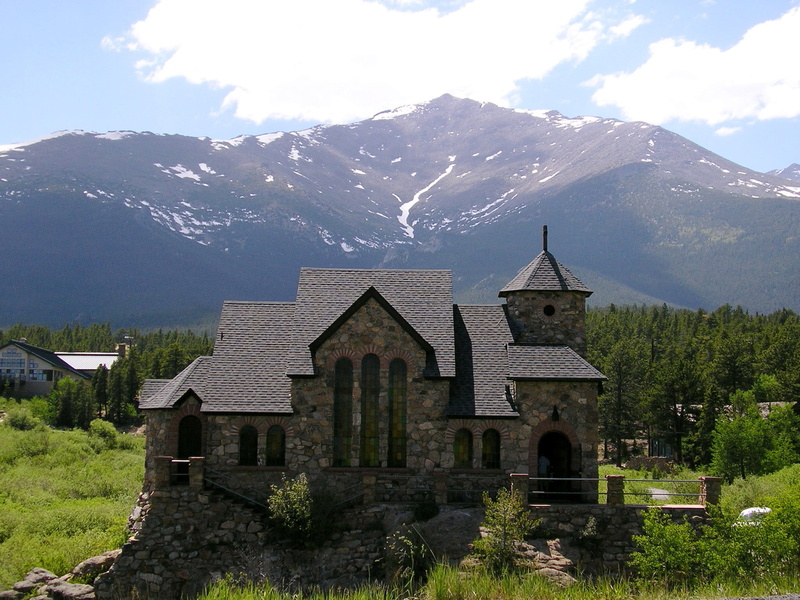european Alps, place of worship, Colorado, beauty in nature, Chapel on the Rock, scenics - nature, Saint Malo, outdoors, building, sky, camp, public domain