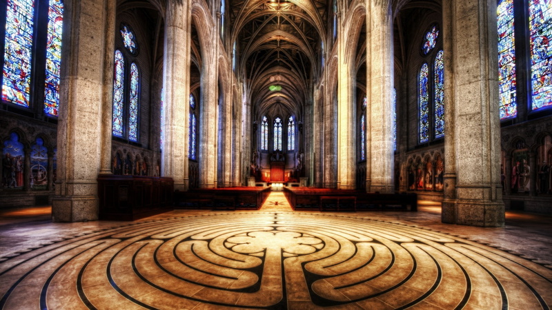 Stained Glass, 1080P, pattern, church, hdr, Indoors, Chartres