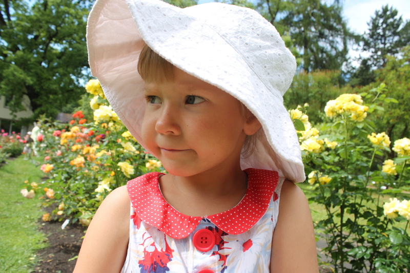 rose, plant, small, hat, flowers, one Person, front view, summer, real people, only Girls, smiling, happiness, portrait, lifestyle, children only, child