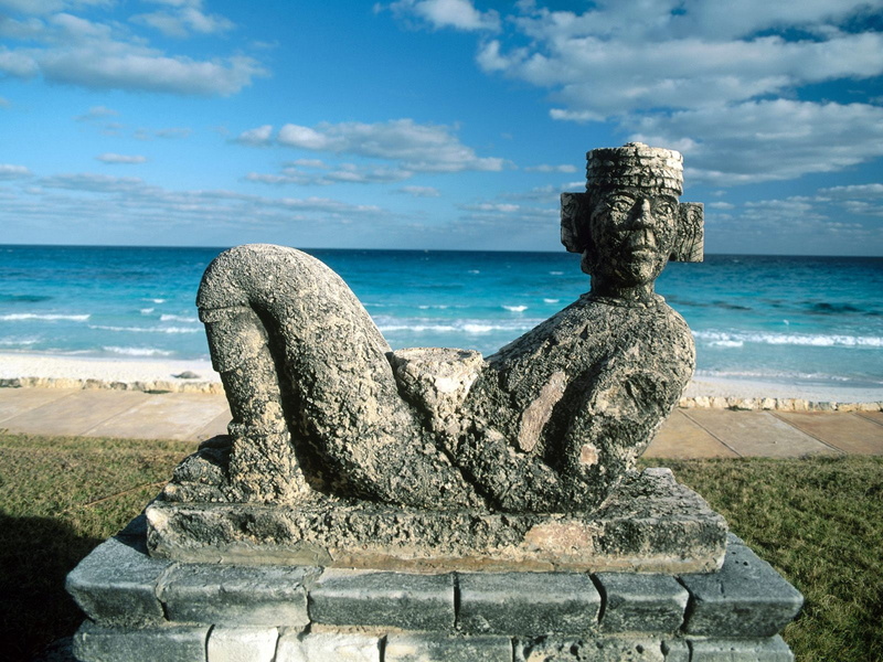 gray, mexico, mool, canc, 720P, chac, statue, mayan