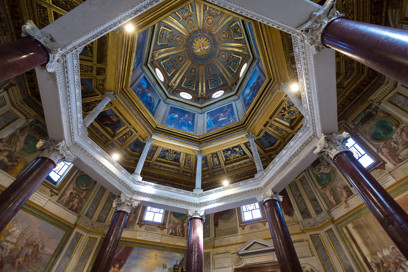 history, building, architecture, indoors, directly below, belief, spirituality, john the baptist, religion, ornate, lighting, mural, architecture and art