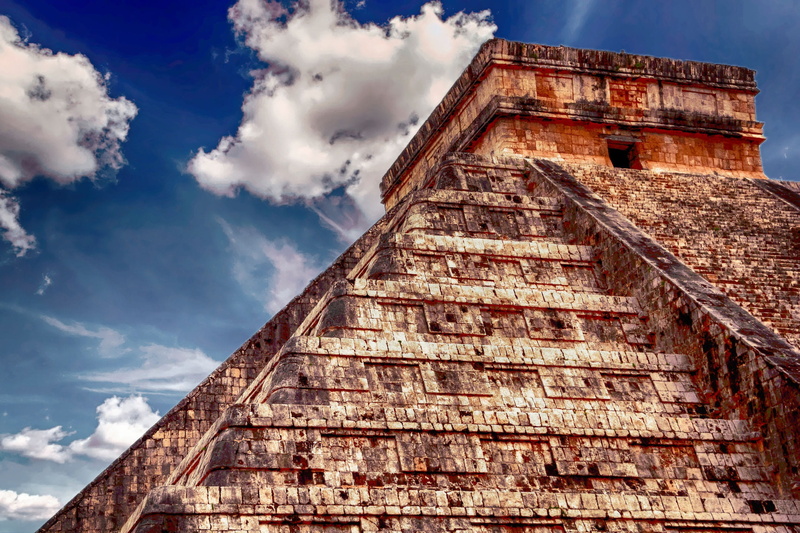 low angle view, mexican, mexico, famous, nature, landmark, religious, stone, tower, 1080P, travel, old, cloud - sky, ancient civilization, culture, day