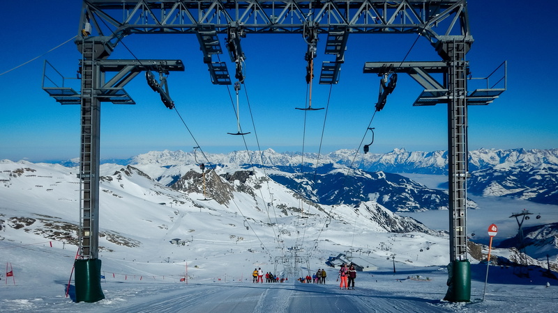 kaprun, winter sport, mountains, kitzsteinhorn, winter holiday, summit, transportation, skiing, connection, outdoors, imposing, sky, day, cable car, alpine